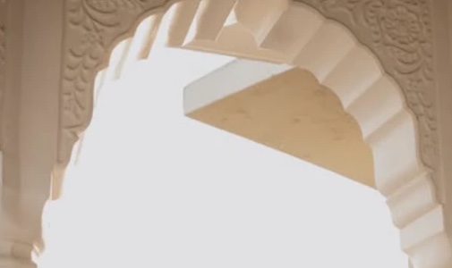 Carved sandstone arch